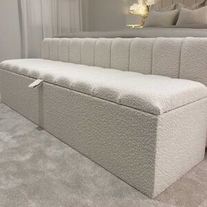 Nori Cream Boucle Panelled Ottoman Box, Double