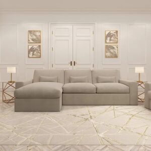 Tribeca Mink Velvet Sofa Range, Large Chaise End Sofa - Left Hand Facing
