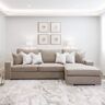 Olivia Mink Premium Sofa With Cream Piping, Love Seat Footstool