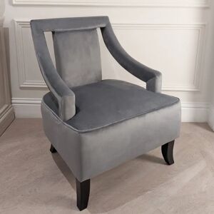 Bliss Grey Velvet Chair with Wooden Legs