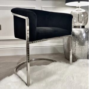 Henley Black Velvet and Chrome Dining Chair