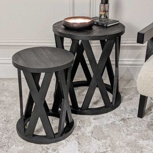 Kirkstone Black Wooden Set of 2 Side Tables