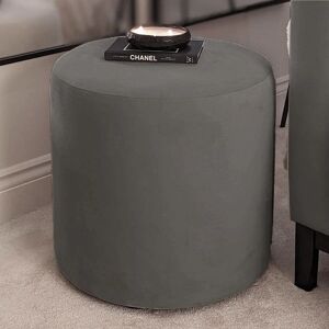 Shadow Grey Velvet Round Stool