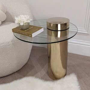 Euphoria Round Glass and Gold Metal Side Table