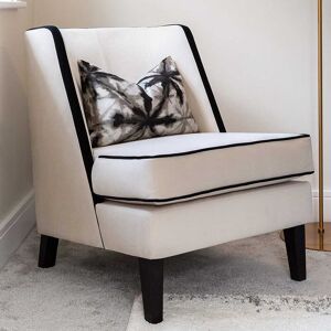 Knightsbridge Cream Velvet Accent Chair With Black Piping