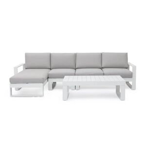 Maze Larnaca White Outdoor Aluminium Chaise Sofa Set With Coffee Table