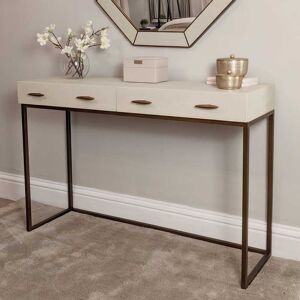 Russell Faux Shagreen Ivory and Gold Console Table