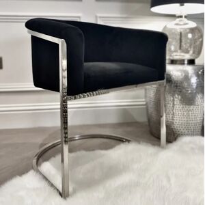 Ex-Display - Henley Black Velvet and Chrome Dining Chair