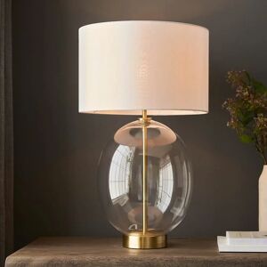 Fawsley Clear Glass & Gold Table Lamp with Ivory Shade