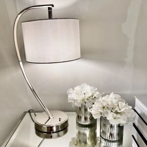 Moreto Silver Table Lamp with White Shade