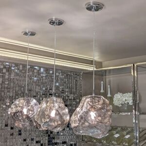 Portobello Silver Abstract Glass Pendant Ceiling Light