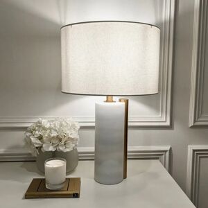 Madeline Marble & Brass Table Lamp with White Shade