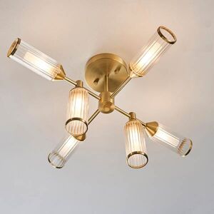 Ex-Display - Apollo Gold & Glass Semi Flush Ceiling Light