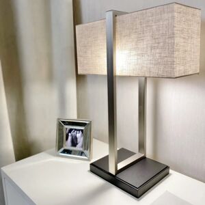 Tarla Rectangular Nickel Table Lamp with Neutral Shade