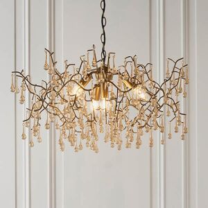 Anais Gold Branch Chandelier with Glass Droplets