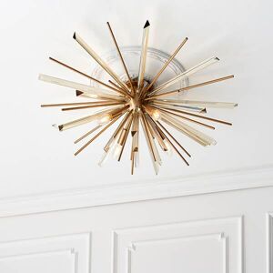 Verona Gold & Glass Sunburst Flush Ceiling Light