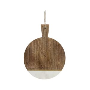 Rubin Wood & White Marble Round Serving Board