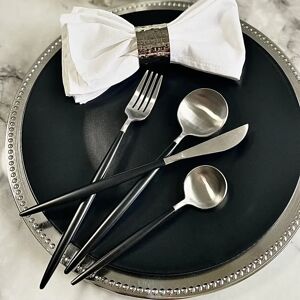 Frenzo Matt Black & Silver 16 Piece Cutlery Set