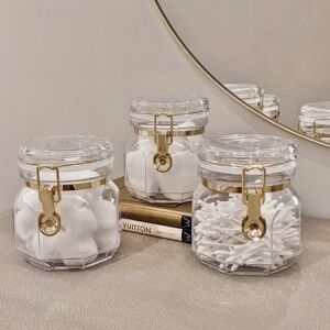 Pharaoh Gold Finish Small Octagonal Clear Acrylic Jar - Set of 3