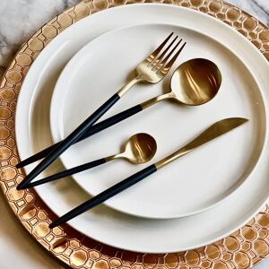 Frenzo Matt Black & Gold 16 Piece Cutlery Set