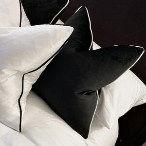 Luxe Black Velvet Cushion with White Piping - 50 x 50cm