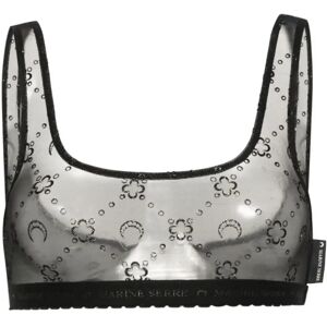 Marine Serre , Moonogram Mesh Flock Glitter Brassiere ,Black female, Sizes: M, S