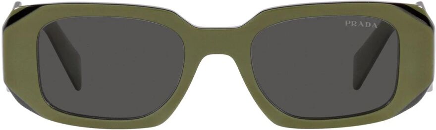 Prada , Rectangular Sunglasses with Sage Green Frame and Dark Grey Lenses ,Green unisex, Sizes: 49 MM