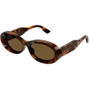 Gucci , Oval Sunglasses in Havana Tortoise ,Brown unisex, Sizes: M