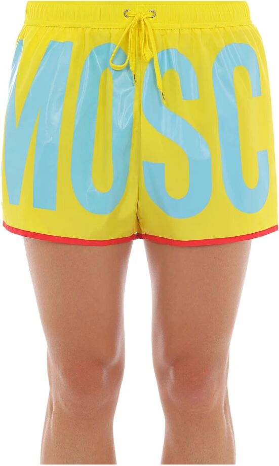 Moschino , Beachwear, Yellow Men`s Swimwear ,Yellow male, Sizes: 2XL