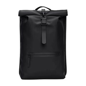 Rains , Black Rolltop Backpack W3 01 Black Backpack ,Black male, Sizes: ONE SIZE