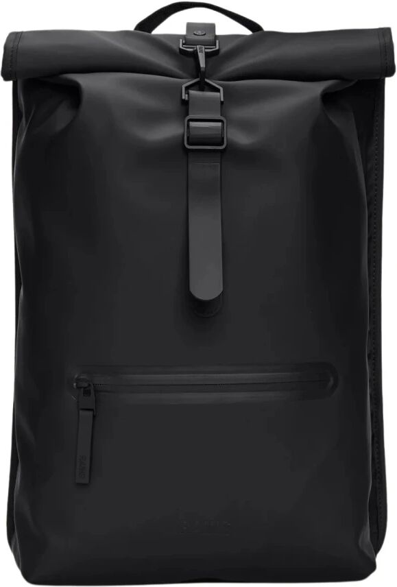 Rains , Black Rolltop Backpack W3 01 Black Backpack ,Black male, Sizes: ONE SIZE