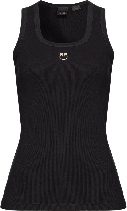 Pinko , Stylish Tank Top Calculator Design ,Black female, Sizes: XS, M, L, S