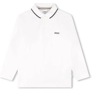 Hugo Boss , White Cotton Piquet Boy Polo ,White unisex, Sizes: 5 Y, 6 Y