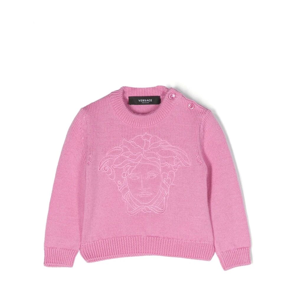 Versace , Girls Clothing Knitwear Pink Aw22 ,Pink female, Sizes: 18 M, 12 M