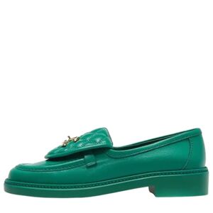 Chanel Vintage , Pre-owned Leather flats ,Green female, Sizes: 4 1/2 UK
