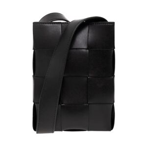 Bottega Veneta , Black Leather Phone Pouch with Strap ,Black unisex, Sizes: ONE SIZE
