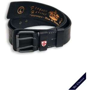 Blue de Gênes , Double Prong Leather Belt ,Black male, Sizes: L, XL