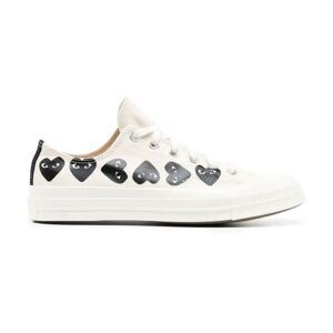 Comme des Garçons Play , Heart Print Low-Top Sneakers ,White male, Sizes: 6 UK