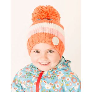 Outlet Blade & Rose   Coral and Cream Striped Bobble Hat