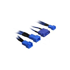 BitFenix Alchemy Molex to 3x 3-Pin Adapter 20cm - sleeved blue/blue