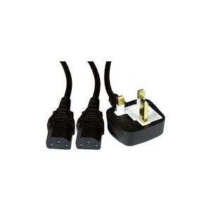 OcUK Value 2m UK Plug to 2x C13 Kettle Lead Mains Splitter Cable