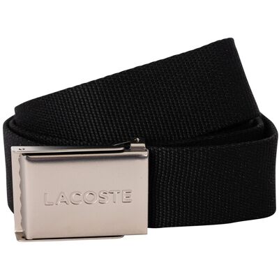 Lacoste Engraved Buckle Woven Belt - Black - Male - Size: M Lacoste Engraved Buckle Woven Belt - Black - Male - Size: M