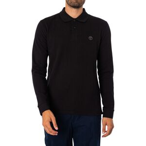 Timberland Slim Fit Longsleeved Embroidered Logo Polo Shirt - Black - Male - Size: L Timberland Slim Fit Longsleeved Embroidered Logo Polo Shirt - Black - Male - Size: L