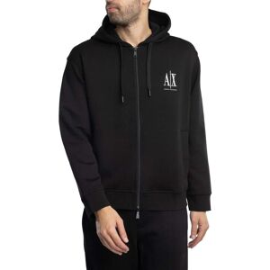 Armani Exchange Jersey Logo Zip Hoodie - Black/White - Male - Size: XXL Armani Exchange Jersey Logo Zip Hoodie - Black/White - Male - Size: XXL
