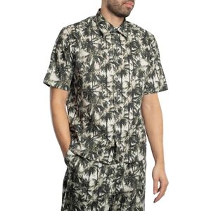Armani Exchange Print Woven Short Sleeved Shirt - White/Green Resort - Male - Size: M Armani Exchange Print Woven Short Sleeved Shirt - White/Green Resort - Male - Size: M