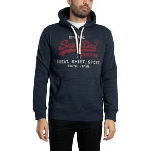 Superdry Vintage Logo Heritage Relaxed Pullover Hoodie - Trench Navy Marl - Male - Size: XXL Superdry Vintage Logo Heritage Relaxed Pullover Hoodie - Trench Navy Marl - Male - Size: XXL