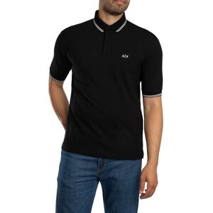 Armani Exchange Double Trim Logo Polo Shirt - Black - Male - Size: M Armani Exchange Double Trim Logo Polo Shirt - Black - Male - Size: M