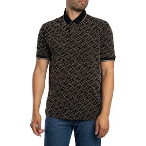 Armani Exchange Logo Pattern Polo Shirt - Black - Male - Size: M Armani Exchange Logo Pattern Polo Shirt - Black - Male - Size: M