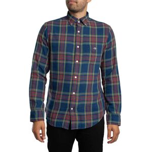 Gant Regular Twill Check Shirt - Indigo - Male - Size: XL Gant Regular Twill Check Shirt - Indigo - Male - Size: XL