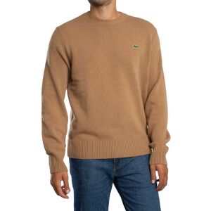 Lacoste Carded Wool Crew Neck Knit - Brown - Male - Size: M Lacoste Carded Wool Crew Neck Knit - Brown - Male - Size: M